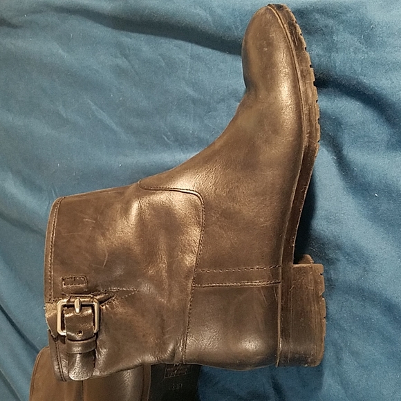 Gap Black Leather Moto Ankle Boots Booties Chelsea - Picture 10 of 11